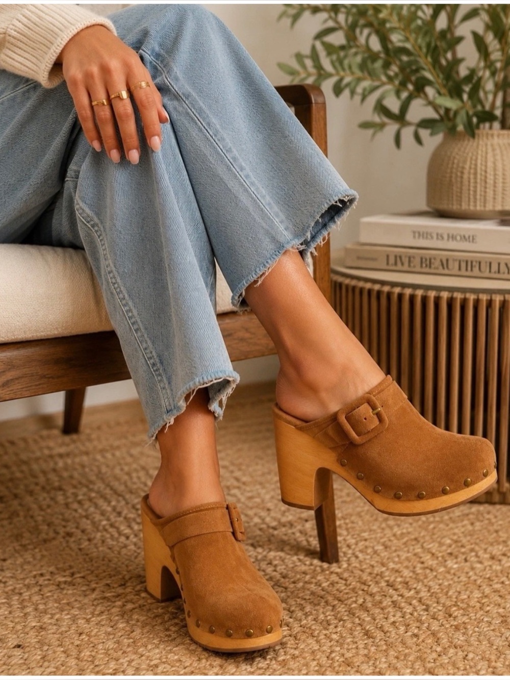 Veronica Beard Women’s Sz 7 Dacey Suede Clog Mule Brown Studded Buckle